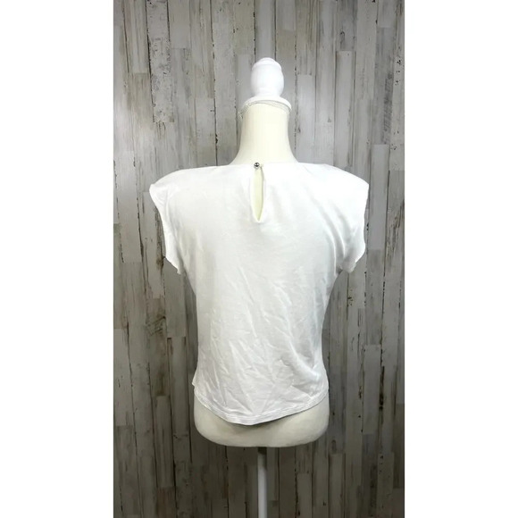 By Anthropologie Women's Small White Keyhole Back Structured Sleeveless Top - Picture 4 of 6